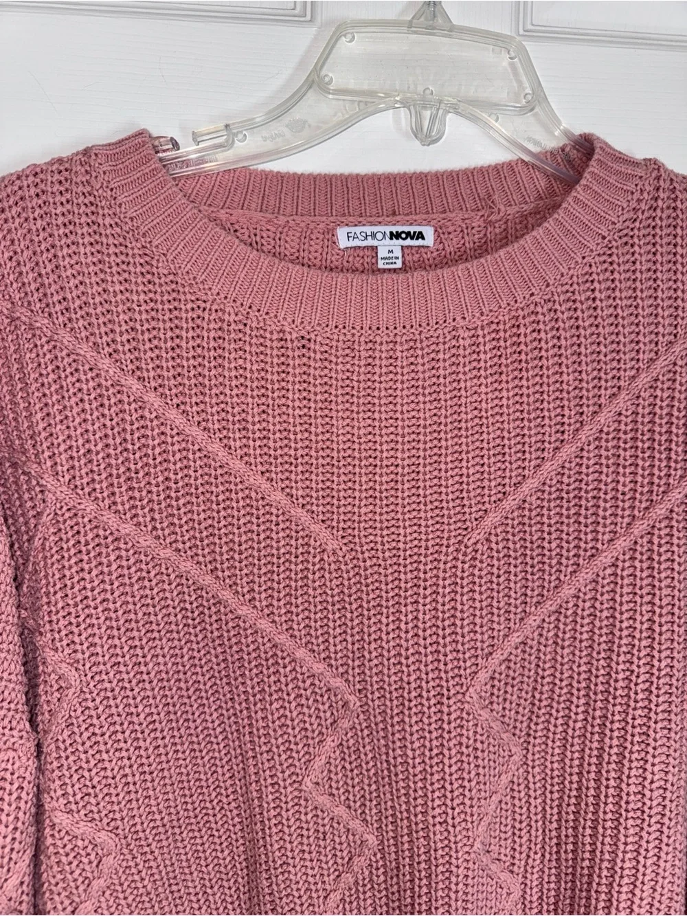 Fashion Nova Mauve Pink Textured Chunky Knit Crewneck Sweater Size M - Picture 6 of 9